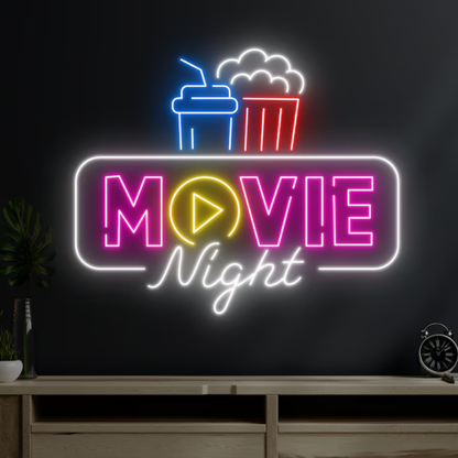 Custom Movie Theater Cinema Film Neon Sign Decor Popcorn