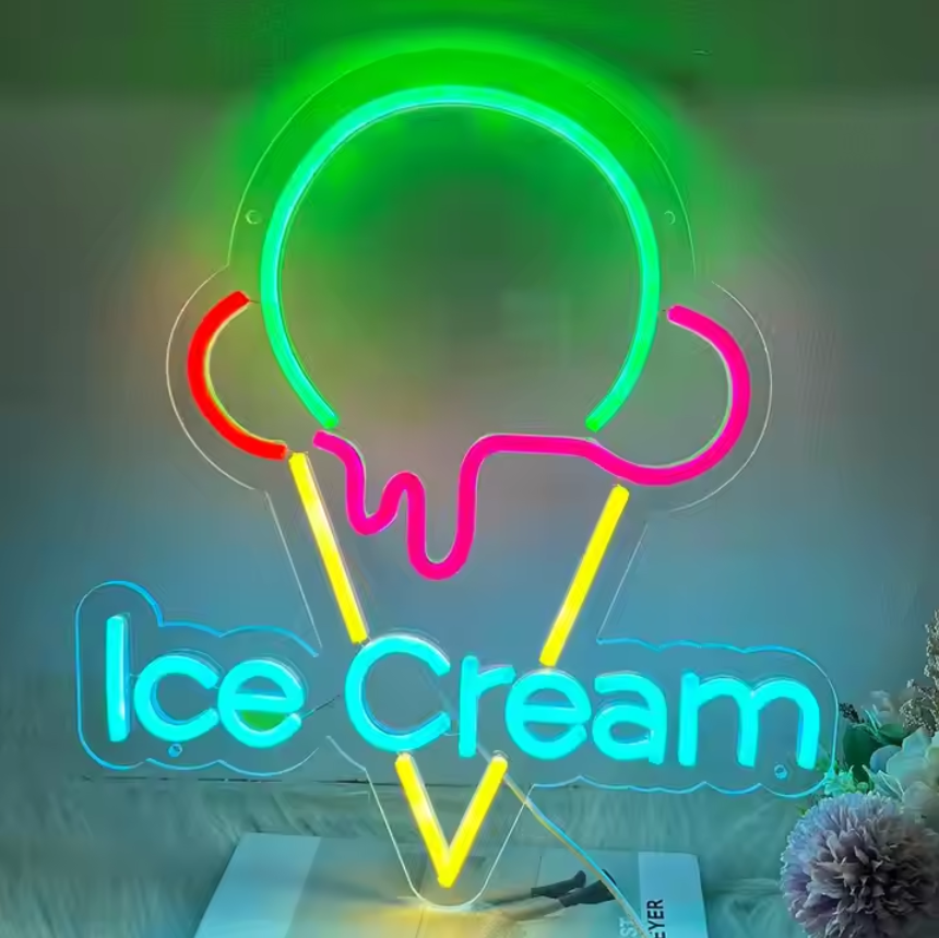 Ice Cream LED Neon Sign Light For Dessert Shop