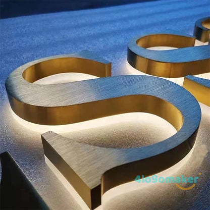 Custom Backlit Business Logo, Halo illuminated 3D Sign, Company Signage, Office Sign, Outdoor/indoor Custom Led Sign, Large Metal Letters