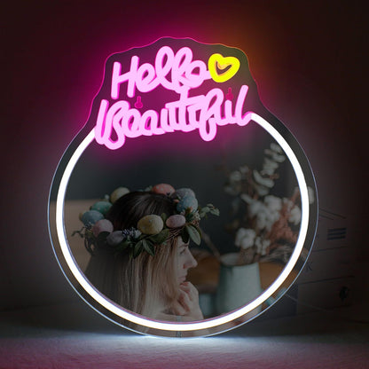 Custom Mirror LED Neon Light For Room Decor Wall Wedding Business