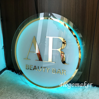Acrylic Logo Sign, Round Business Sign, Nails Studio Sign, Clinic Sign, Small Sign, Beauty Salon Sign, Neon Acrylic, Bar Sign, Light up Sign