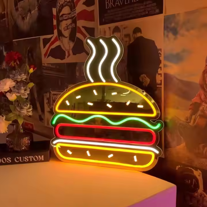 Hamburger Burger Food LED Neon Sign Light