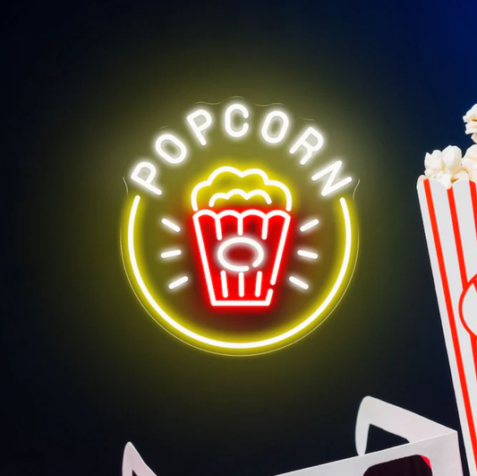 Custom Movie Theater Cinema Film Neon Sign Decor Popcorn