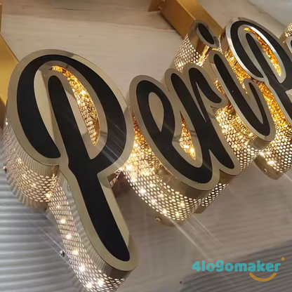 Custom 3D Logo Sign - All Light With Leo Diamond