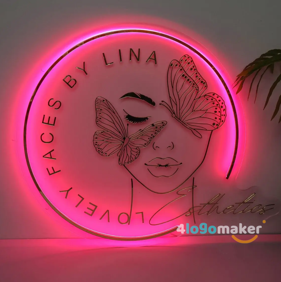 Custom Acrylic Backlit Gold Metal Neon Sign Light