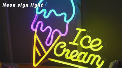 Ice Cream LED Neon Sign Light For Dessert Shop